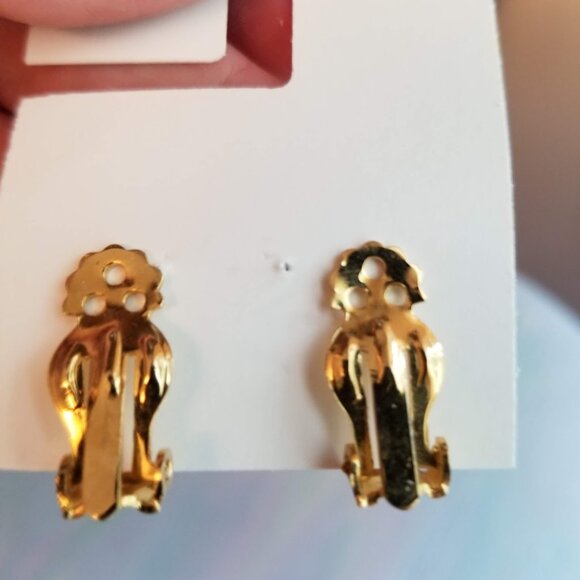 Vintage Gold Tone Rope Ribbon Clip On Earrings Retro Runway - Picture 4 of 8